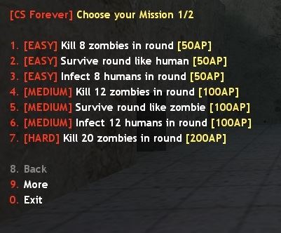 Zombie Plague Missions System Menu